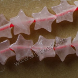 Bead, rose quartz (natural), 8x8mm flat star. Sold per 15-inch strand