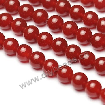Bead, red agate (dyed/heated), 8mm round. Sold per 15-inch strand.