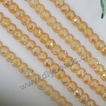 luxury bead,AB champagne color,rondelle faced glass beads,6x8mm,per pkg of 10strands