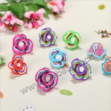 Bead, polymer clay,mixed color,20x12mm flower. Sold per pkg of 5.