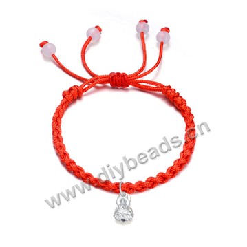 Bracelet, red line with 925 silver buddha beads,for prayer beads,sold individually. .
