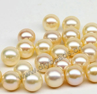 Pearl,south sea(natural),light gold, 9-9.5mm round,loose beads, Sold per package of 1pcs