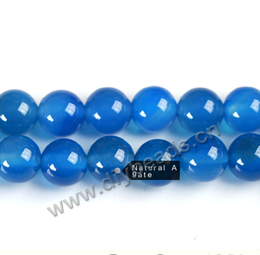 Wholesale high quality natural 8mm round blue agate beads loose gemstone beads