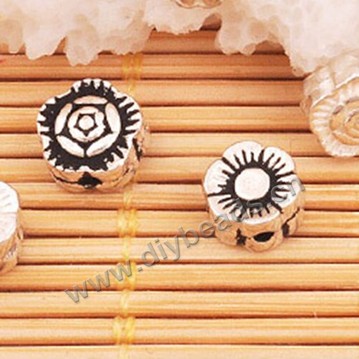 Bead,925 silver,6.1-6.7mm,flower,Sold per pkg of 10 pieces.