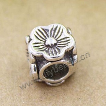 Bead,s925 thai silver, 7.2x7.7mm, 1.7g,cube with 4mm hole,carved flower,Sold per pkg of 10 pieces.