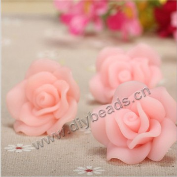 Bead, polymer clay,pink,30x15mm flower. Sold per pkg of 20.