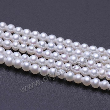 Pearl, cultured freshwater(natural), white, 2-3mm round, TAAA1 grade. Sold by per 1 strand.