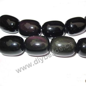 Bead, rainbow obsidian (natural), 13x18mm round tube. Sold per 15-inch strand