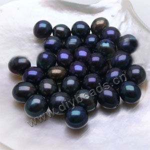 Pearl, cultured freshwater , black(dyed), 9-10mm half-drilled teardrop, AAA grade. Sold per pkg of 4pairs