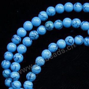 Bead, turquoise (imitation), 6mm round. Sold per 16-inch strand.