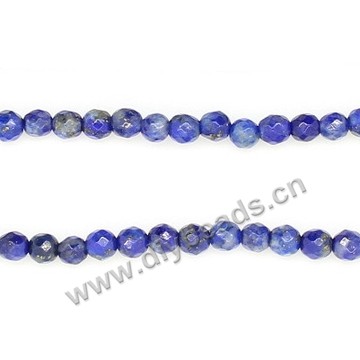 Bead, lapis lazuli (nautral), 2mm faceted round, blue. Sold per 15-inch(38cm) strand
