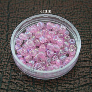 seed bead,glass,rainbow pink,#6 round,sold per pkg of 50g, approximately 550ps