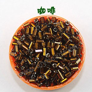 Bugle bead, glass,silver-lined,coffe  ,#1 beads. Sold per pkg of 80 grams,approximately 4,500ps.