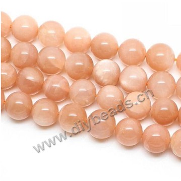 Bead, orange  moonstone (natural), 6mm round. Sold per 15-inch strand （39CM）