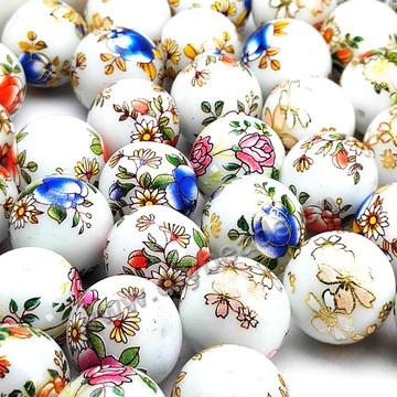 14mm Japanese style crystal Painted Beads round lampwork glass beads