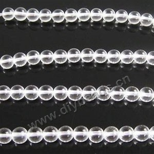 Bead,clear quartz crystal (natural), 6mm round. Sold per 16-inch strand
