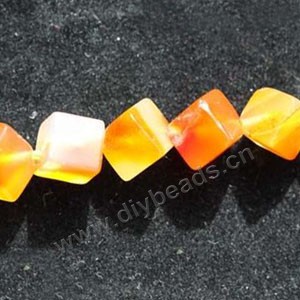 Bead, red agate (heated), 12x12mm dice. Sold per 16-inch strand.