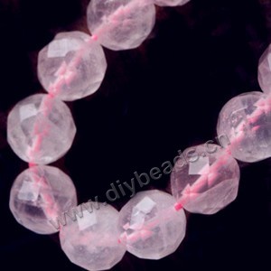 Bead, rose quartz (natural), 10mm 64faceted round, B grade, Mohs hardness 7. Sold per 15-inch strand