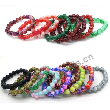 Bracelet, Glass pearl beads,mix color,8mm.Sold per pkg of 20 pieces
