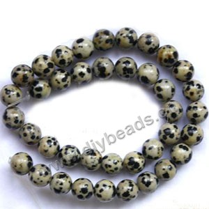 Bead, Dalmatian jasper (natural), 10mm round, B grade, Mohs hardness 6-1/2 to 7. Sold per 15-inch strand