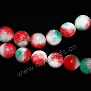 Bead, multi-color "jade" (dyed), 12mm round. Sold per 15-inch strand