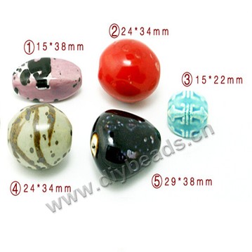 Bead , fancy glaze porcelain , 15x22mm  special-shaped. Sold per pkg of 50 beads. 