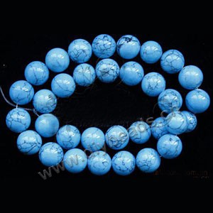 Bead, turquoise (imitation), 8mm round. Sold per 16-inch strand.