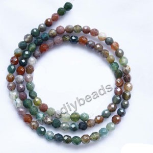 Bead, India agate (natural), 4mm faceted round. Sold per 15-inch strand.