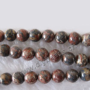 Bead, leopardskin jasper (natural), 8mm round. Sold per 16-inch strand.