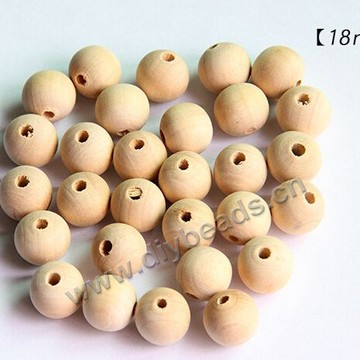 Beads,wood,round loose beads,18mm with 3mm hole. Sold per pkg of 100ps