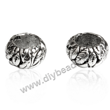Bead,big-hole beads,alloy,silver color,11.17x6.37mm,Sold per pkg of 30pcs