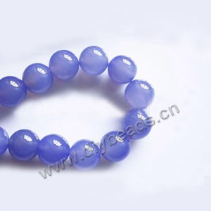 Bead, blue chalcedony (dyed), 12mm round, Mohs hardness 7. Sold per 15-inch strand