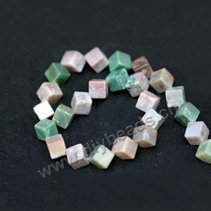 Bead, India agate (natural), 8mm dice. Sold per 16-inch strand.