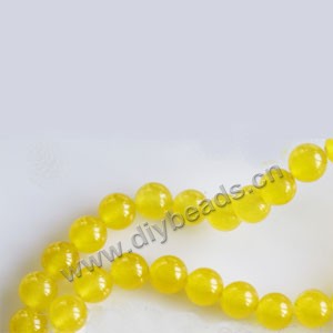 Bead, yellow "jade" (dyed), 6mm round. Sold per 15-inch strand