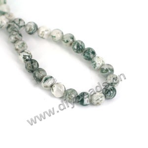 Bead, tree agate (natural), 8mm round. Sold per 15-inch strand.