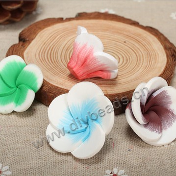 Bead, polymer clay,mixed color,30x15mm flower. Sold per pkg of 10.