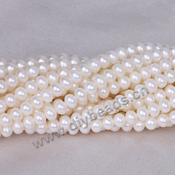 Pearl, cultured freshwater,white,7-8mm round, AAA grade. Sold per bag of 5 strands