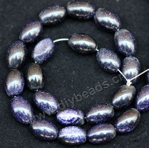 Bead, blue goldstone (manmade), 10x14mm oval. Sold per 16-inch strand