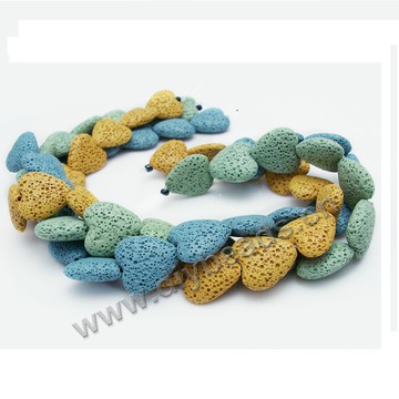 Lava stone beads, heart shaped, mixed colors, 20X20mX8mm. Sold per pkg of 10 strands