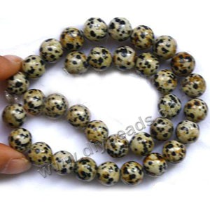 Bead, Dalmatian jasper (natural), 12mm round, B grade, Mohs hardness 6-1/2 to 7. Sold per 15-inch strand