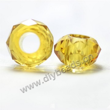 Bead, glass, gold, 8x14mm faceted rondelle, 6mm hole. Sold per pkg of 20 pieces.