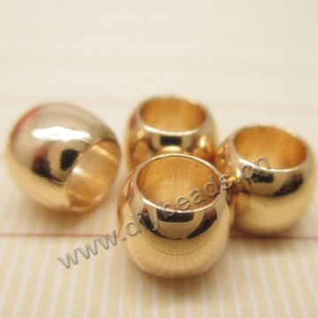 Bead,copper, 24k gold plated, 6*5mm hole 5mm flat round,Sold per pkg of 30 pieces.