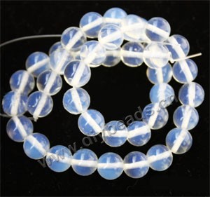 Bead, opal (imitation), white, 10mm round. Sold per 16-inch strand.