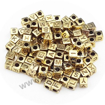 Bead ,acrylic,gold plated,6x6mm,cube, Sold per pkg of 1000ps