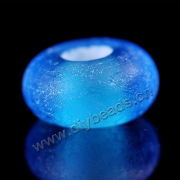 beads,glass,frosted large hole beads water blue, 8x4mm. Sold per pkg of 100ps