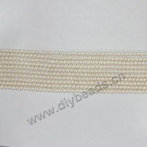 Pearl,cultured freshwater (natural), white, 2-3mm potato, B grade. Sold per 16-inch strand.