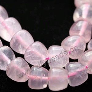 Bead, rose quartz (natural), 12x10mm apple, Mohs hardness 7. Sold per 15-inch strand