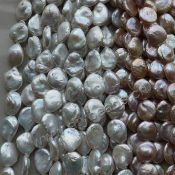 17-18mm flat button cultured freshwater baroque pearl