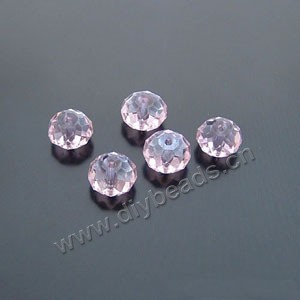 bead,glass,pink,8x10mm hand-faceted rondell,approximately 72ps/strand