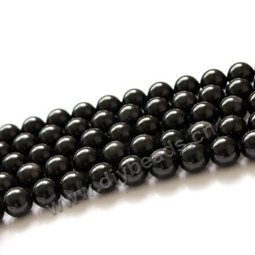 Bead, black obsidian (natural), 10mm round, A grade. Sold per 16-inch strand